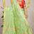 Light green banarasi silk blend saree with all-over floral zari jaal work