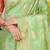 Light green banarasi silk blend saree with all-over floral zari jaal work