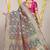 Teal green banarasi silk blend saree with all-over floral zari jaal work