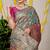 Teal green banarasi silk blend saree with all-over floral zari jaal work