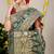 Bottle green banarasi silk blend saree with all-over floral zari jaal work