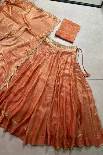 Fendi Fabric Chaniya Choli with Sequins and Thread Embroidery & Designer Belt