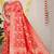 Red banarasi silk blend saree with all-over floral zari jaal work