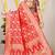 Red banarasi silk blend saree with all-over floral zari jaal work