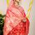 Red banarasi silk blend saree with all-over floral zari jaal work