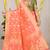 Peach banarasi silk blend saree with all-over floral zari jaal work