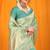 Turquoise banarasi silk blend saree with all-over floral jaal