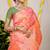 Peach banarasi silk blend saree with all-over floral zari jaal work