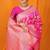 Rani pink banarasi silk blend saree with rich zari floral weaving