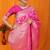 Rani pink banarasi silk blend saree with rich zari floral weaving