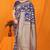 Navy blue banarasi silk blend saree with rich zari floral weaving