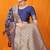Navy blue banarasi silk blend saree with rich zari floral weaving