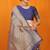 Navy blue banarasi silk blend saree with rich zari floral weaving