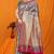 Slate grey banarasi silk blend saree with rich zari floral weaving
