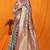 Slate grey banarasi silk blend saree with rich zari floral weaving