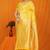 Mustard yellow banarasi silk blend saree with rich zari floral weaving