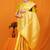 Mustard yellow banarasi silk blend saree with rich zari floral weaving