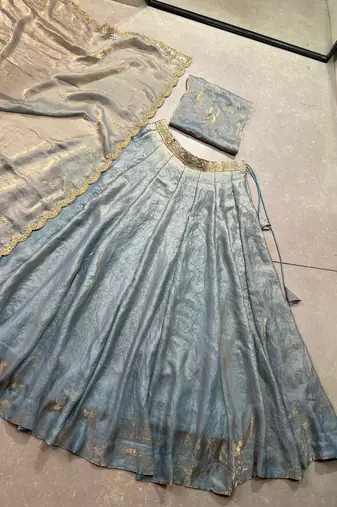 Fendi Fabric Chaniya Choli with Sequins and Thread Embroidery & Designer Belt