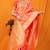 Orange banarasi silk blend saree with rich zari floral weaving