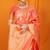 Orange banarasi silk blend saree with rich zari floral weaving