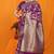 Dark purple banarasi silk blend saree with rich zari floral weaving