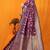 Dark purple banarasi silk blend saree with rich zari floral weaving