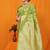 Light green banarasi silk blend saree with rich zari floral weaving