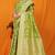Light green banarasi silk blend saree with rich zari floral weaving