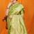 Light green banarasi silk blend saree with rich zari floral weaving