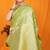 Light green banarasi silk blend saree with rich zari floral weaving