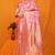 Light pink banarasi silk blend saree with rich zari floral weaving
