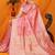 Light pink banarasi silk blend saree with rich zari floral weaving