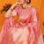 Light pink banarasi silk blend saree with rich zari floral weaving