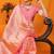 Light pink banarasi silk blend saree with rich zari floral weaving