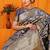 Slate grey banarasi silk blend saree with rich zari floral weaving