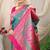 Teal green banarasi silk blend saree with rich zari woven border