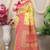 Yellow banarasi silk blend saree with rich zari woven border