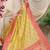 Yellow banarasi silk blend saree with rich zari woven border