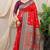 Red banarasi silk blend saree with rich zari woven border