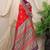 Red banarasi silk blend saree with rich zari woven border