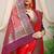 Red banarasi silk blend saree with rich zari woven border