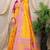 Mustard yellow banarasi silk blend saree with rich zari woven border