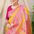 Mustard yellow banarasi silk blend saree with rich zari woven border