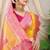 Mustard yellow banarasi silk blend saree with rich zari woven border