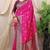 Rani pink banarasi silk blend saree with rich zari woven border