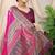 Rani pink banarasi silk blend saree with rich zari woven border