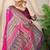Rani pink banarasi silk blend saree with rich zari woven border