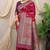 Maroon banarasi silk blend saree with rich zari woven border