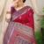 Maroon banarasi silk blend saree with rich zari woven border