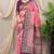 Baby pink banarasi silk blend saree with rich zari woven border